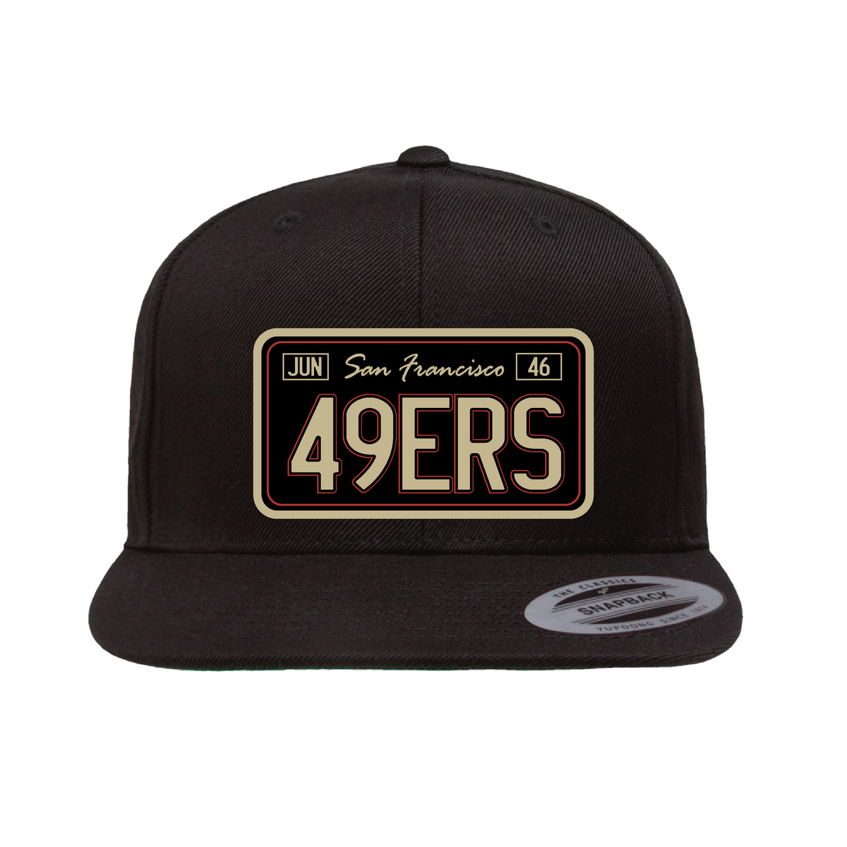 Black/Gold Edition License Plate 49ers Plaque Hat - OSPS 49ers Plaque Style