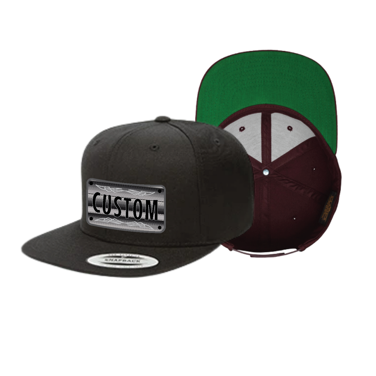 Custom Blk/Wht Sarape Plaque Flat Hat