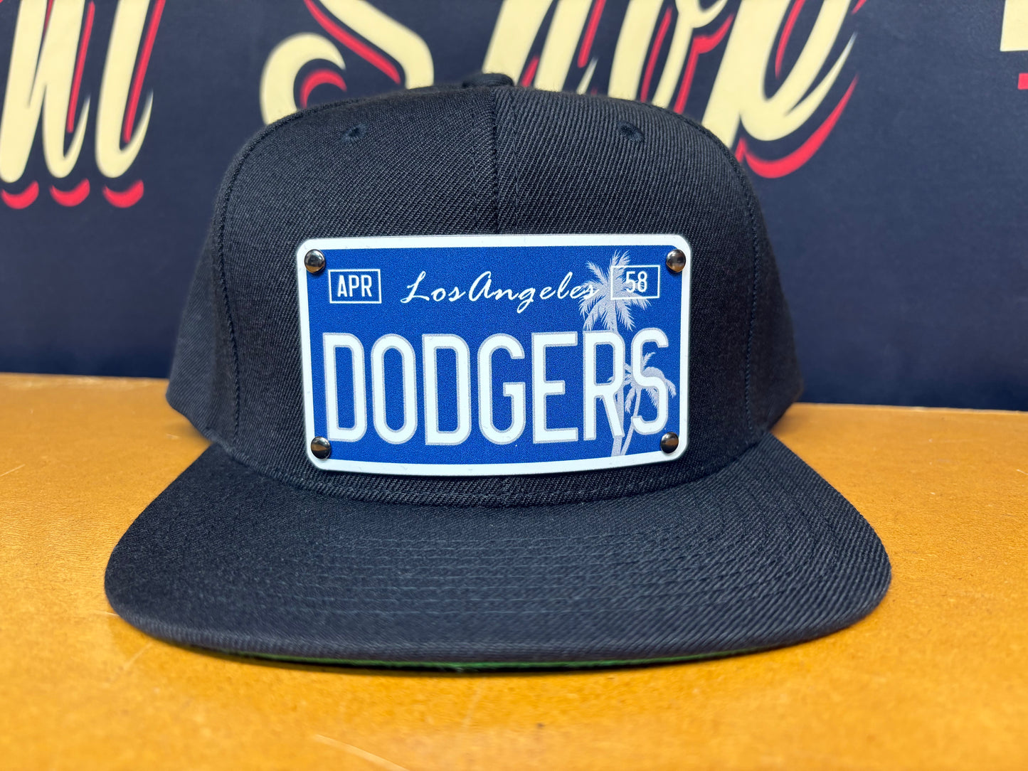 Los Angeles Blue and White Palm Dodgers Plaque Hat Edition - OSPS Dodgers Black and Grey