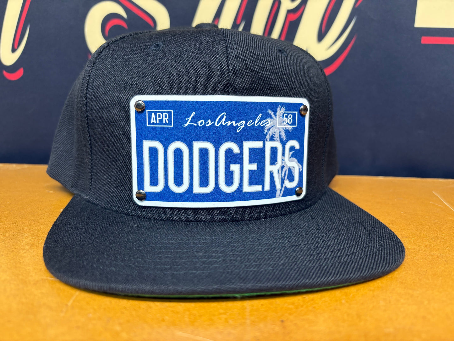 Los Angeles Blue and White Palm Dodgers Plaque Hat Edition - OSPS Dodgers Black and Grey