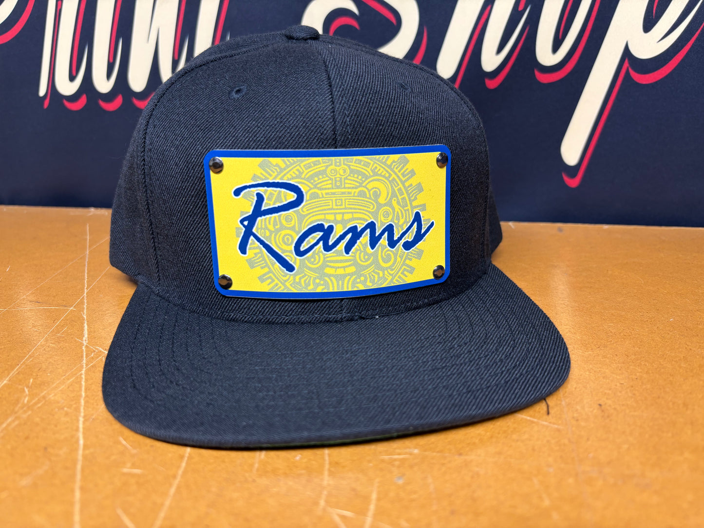 Custom Aztec Calendar Rams Plaque Hat - OSPS Rams Plaque Style