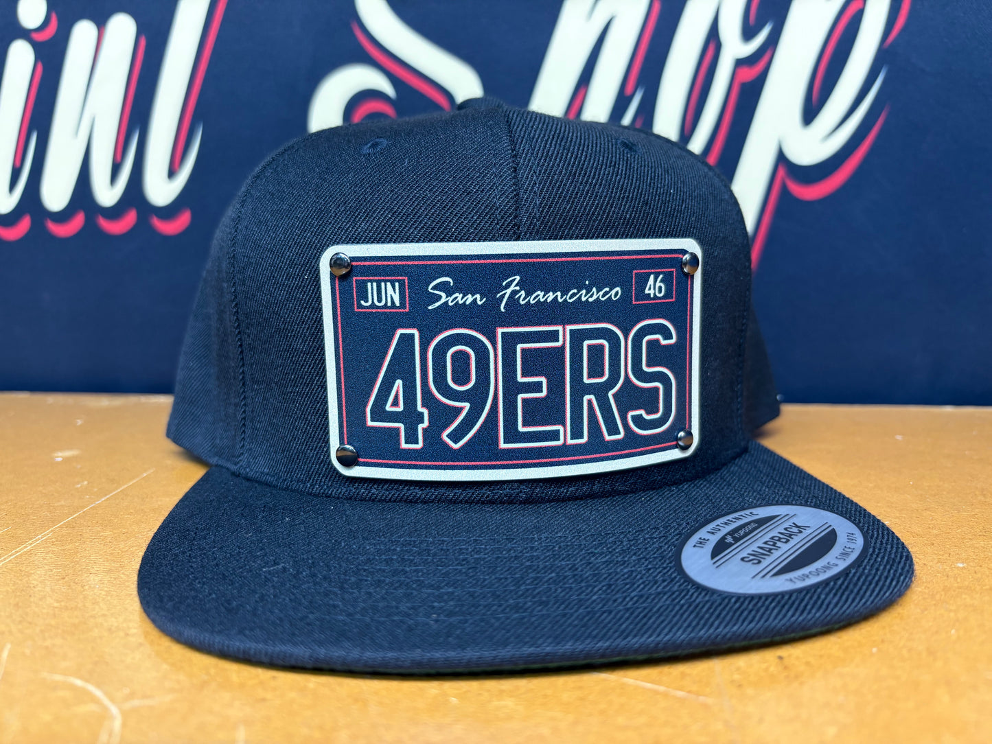 Black Edition License Plate 49ers Plaque Hat - OSPS 49ers Plaque Style