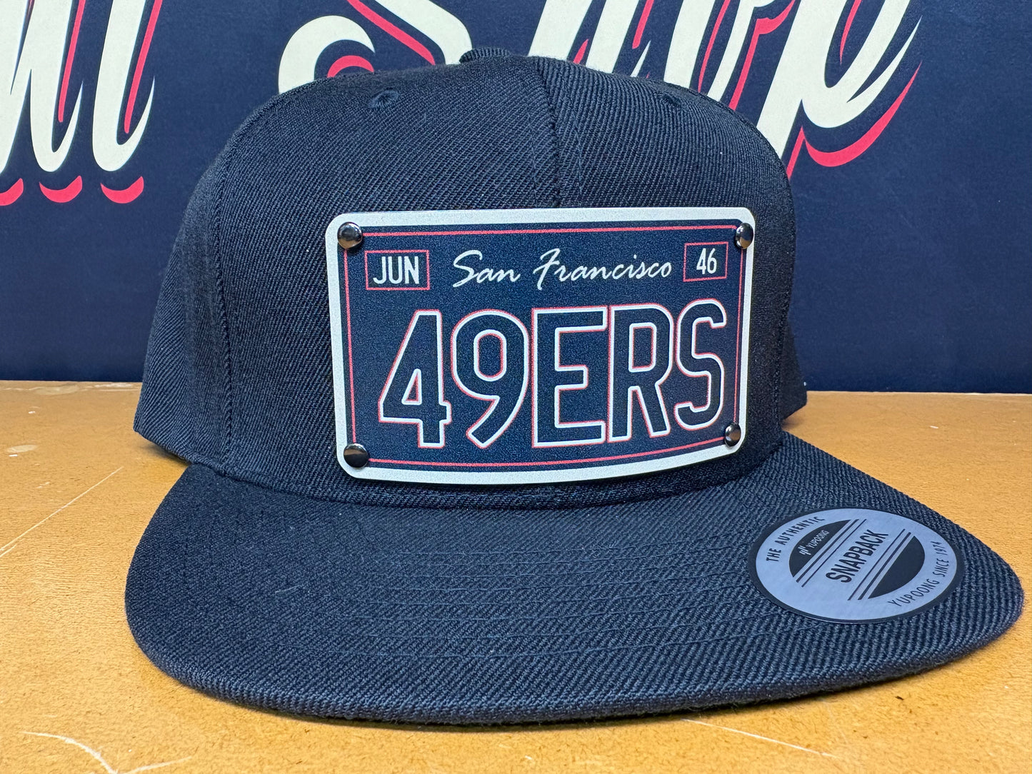 Black Edition License Plate 49ers Plaque Hat - OSPS 49ers Plaque Style